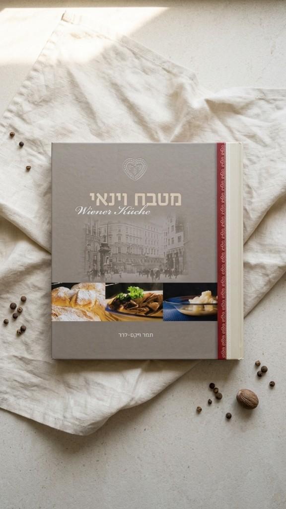 ספר מטבח וינאי על בד פשתן עם פלפל ואגוז מוסקט